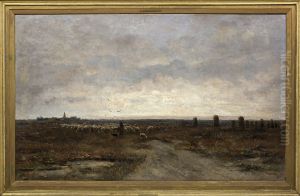 Heide met schapen bij Vries, by Taco Mesdag