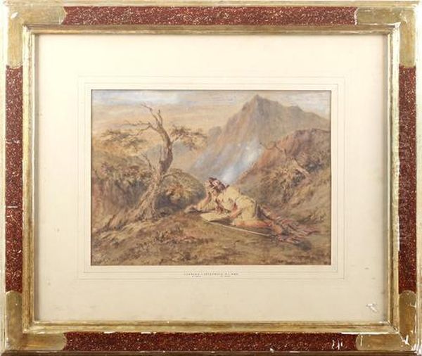 A Traveller Resting In A Mountain Landscape - view 1