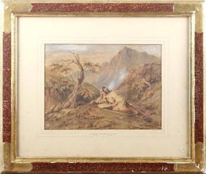 A Traveller Resting In A Mountain Landscape