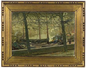 Zeilschip aan de wal, by Dirk de Vries Lam