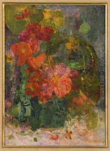 Bloemstilleven met begonia's en Oos-Indische kers by Floris Verster