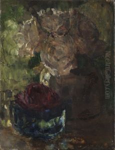 Roses in ginger jar by Floris Verster