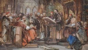 Genre Cathedral Interior Scene by George Cattermole