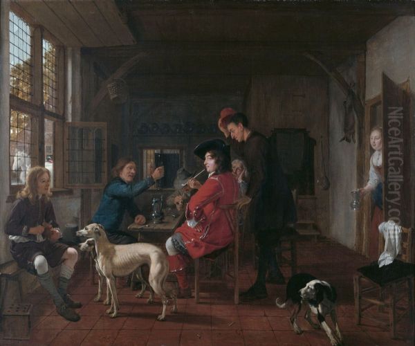 Inn with resting hunters - view 1