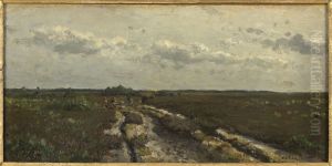 Gezicht op de heide bij Kalmhout by Willem Roelofs
