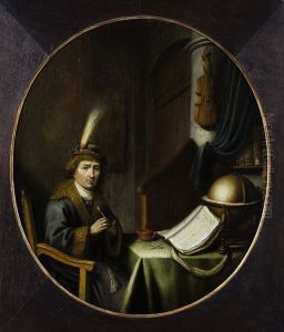 Geleerde aan schrijftafel by Gerrit Dou