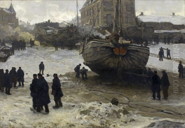 Bomschuiten op het strand te Scheveningen, - view 1