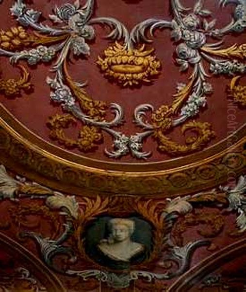 Ornamental Ceiling with Flower and Plant Motives - view 1