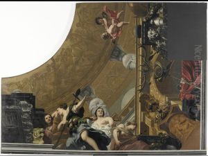 Onderdeel (rechtsonder) van een plafondschildering met als hoofdvoorstelling Diana en haar gezellinnen Onderdeel (rechtsonder) van een plafondschildering met als hoofdvoorstelling Diana en haar gezellinnen