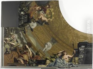 Onderdeel (linksonder) van een plafondschildering met als hoofdvoorstelling Diana en haar gezellinnen by Gerard de Lairesse