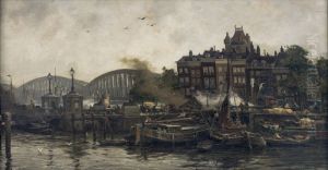 De Vierleeuwenbrug bij de Oude Haven by August Willem van Voorden