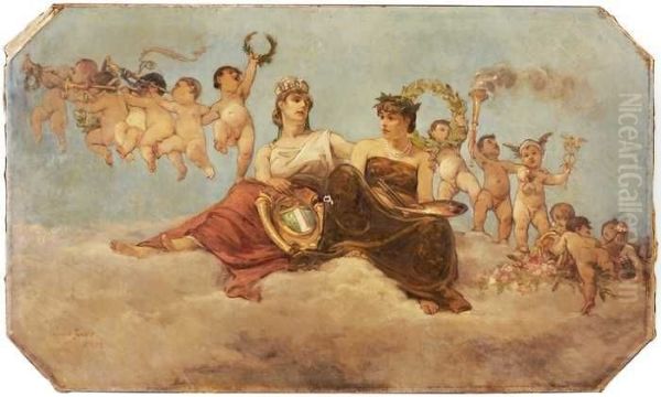 wolkenhemel met twee vrouwen en kindertjes - view 1