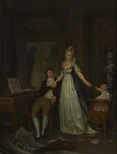 Portret van Erdwin Adrianus de Jongh (1777-1833) met Theodora Jordens (?-1807) en hun dochter Lucia - view 1