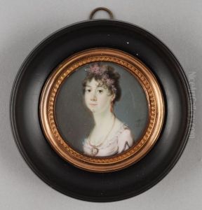 Portretminiatuur van Augusta Carolina Prinses van Hohenlohe-Langenburg by Leonardus Temminck