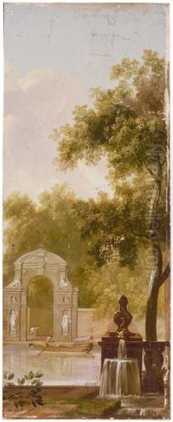Wallpaper glued to cabinet door panel with park landscape - view 1