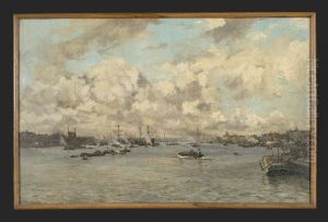 Gezicht op de Maas vanuit het oosten