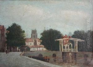 Gezicht op de Leuvehaven en de Leuvebrug