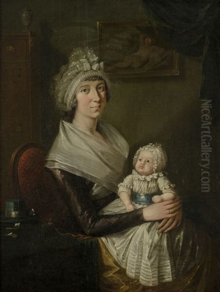 Portret van Geertruy van Claveren (1768-1823) en zoontje Wilhelmus van den Berg (geb. 1794) - view 1