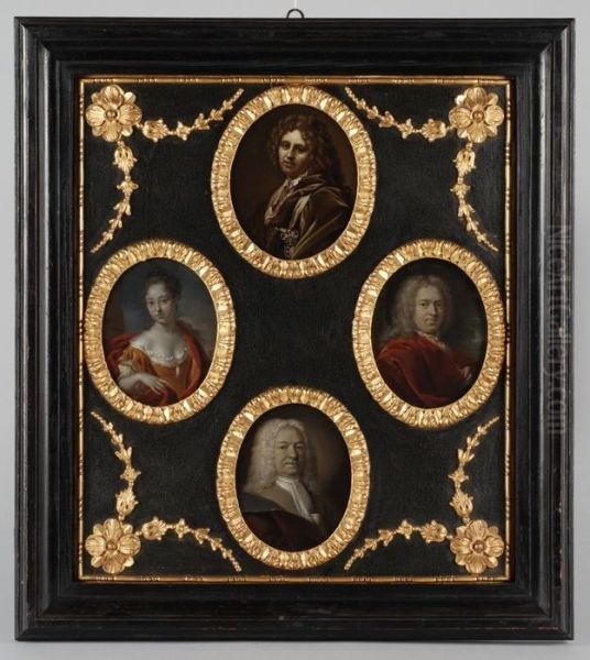 Vier portretjes uit de families Brouwer en Van der Werff bij elkaar in een lijst - view 1