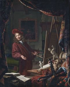 Self-portrait in the studio by Michiel van Musscher