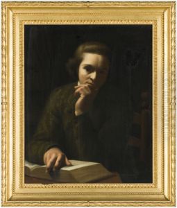 Portret van een peinzende jongeling met boek by Willem Bartel Van Der Kooi