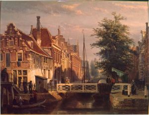 View of the Turfmarkt in Leeuwarden by Cornelis Springer