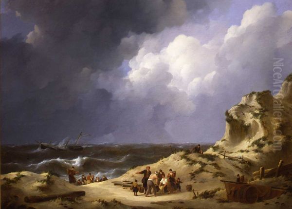 The wreckage of the three-masted Iphigenia at Zandvoort in 1816 - view 1