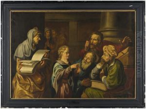 Jezus als kind temidden der schriftgeleerden in de tempel