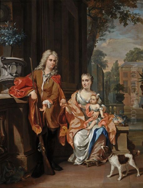 Portrait of Johan Diederik Pompe van Meerdervoort (1697-1749), Johanna Alida Pompe van Meerdervoort (1691-1744) and their daughter Maria Christina Pompe van Meerdervoort (1723-1781) - view 1