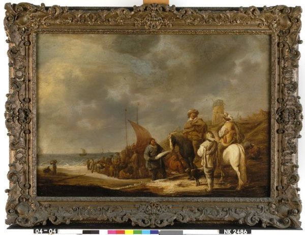 Visverkoper op het strand - view 1