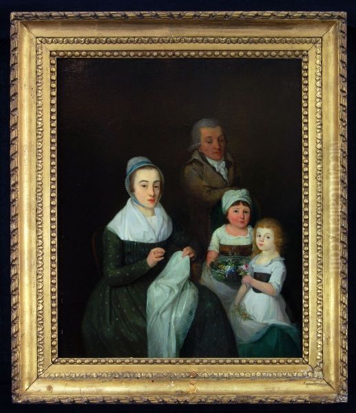 Familiegroep voorstellende de heer Matthijs van der Koog, met zijn beide dochtertjes en zijn schoonzuster - view 1