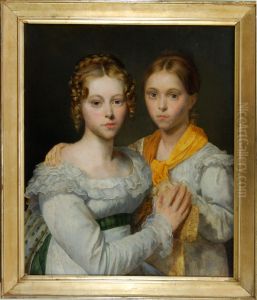Study for the portraits of two daughters of Countess d'Estudt the Tracy by Ary Scheffer