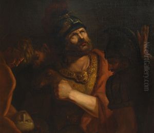 Hannibal, aan wie op een schotel het hoofd van Hasdrubal wordt gebracht by Ary Scheffer