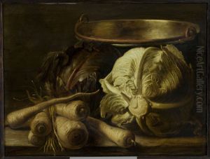 Stilleven met rode en witte kool by Govert Dircksz. Camphuysen