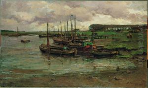 Peeschuiten bij Werkendam by Herman Gunneweg