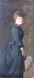 Portret van mevrouw Gunneweg (staand) by Herman Gunneweg