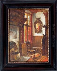 Interieur van kamer van schilder Christoffel Bisschop in Villa Frisia te Scheveningen by Kate Bisschop-Swift
