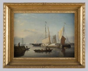 Harbour with ships by Nicolaas Baur