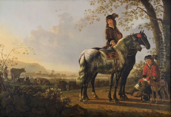 Horsemen resting in a landscape - view 1