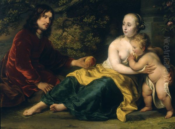 Portrait of Wigbold Slicher and Elisabeth Spiegel as Paris handing Venus the Apple - view 1