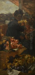 Bloemenverkoopster by Marinus Van Der Maarel