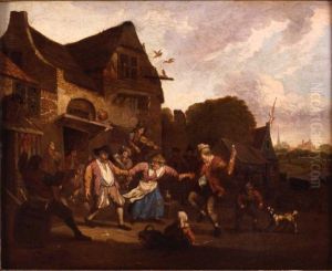Boerenfeest voor een herberg by Wigerus Vitringa