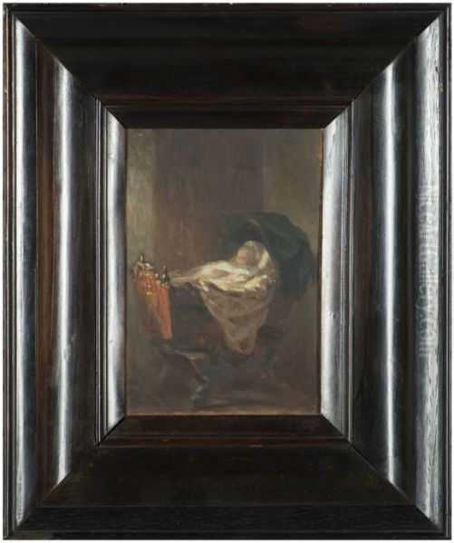 Hindelooper wieg met baby - view 1