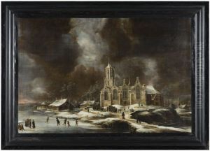 Winterlandschap met de kerk van Amstelveen