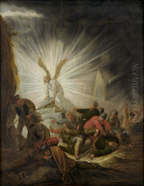 An angel opens the grave of Christ - view 1