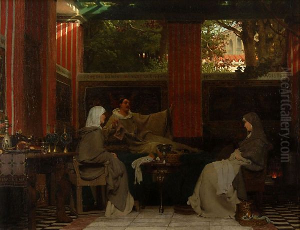 Venantius Fortunatus recites his verses to Radagonda VI and the abbess in the monastery of Poitier - view 1