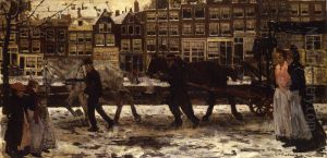 De Amsterdamse Lauriergracht in de winter by George Hendrik Breitner