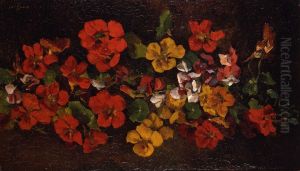 Bloemstuk met O.I. kers by Willem de Zwart