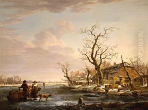 Wintergezicht aan de Devel by Jacob van Strij