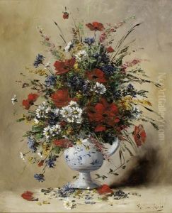 Vase De Fleurs by Eugene Henri Cauchois